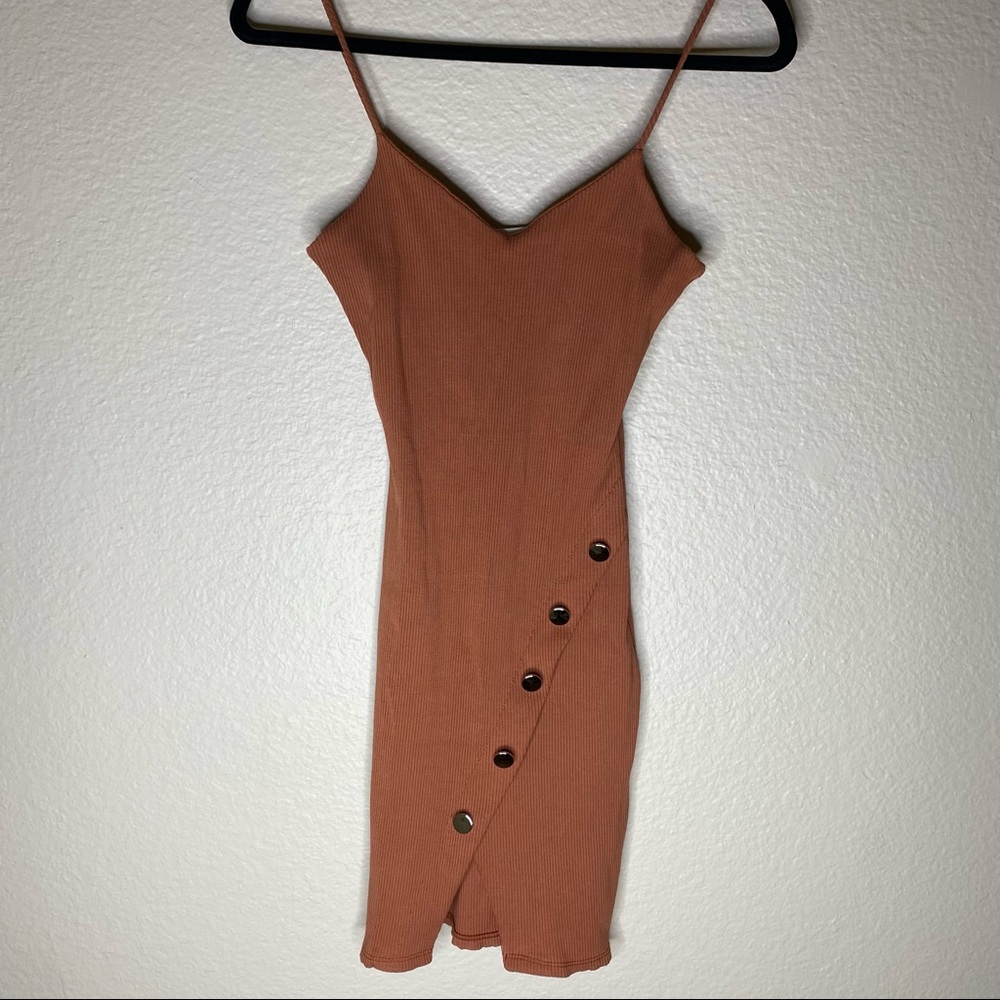 Better Be Rush Orange Dress With Buttons